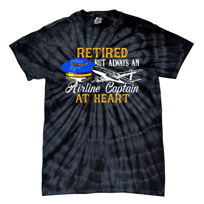 Retired Airline Captain Pilot Retirement Gift Tie-Dye T-Shirt