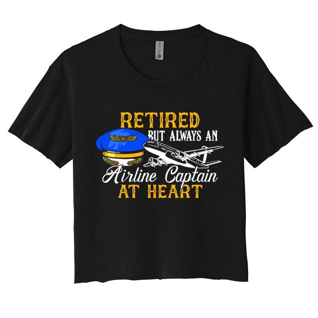 Retired Airline Captain Pilot Retirement Gift Women's Crop Top Tee