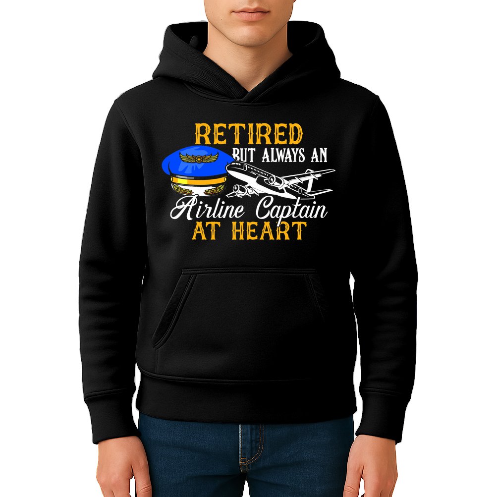 Retired Airline Captain Pilot Retirement Gift Kids Hoodie
