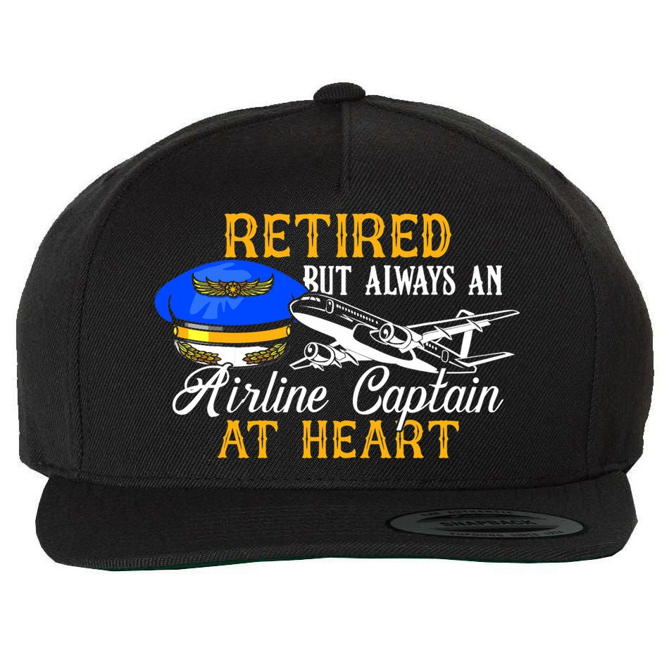 Retired Airline Captain Pilot Retirement Gift Wool Snapback Cap