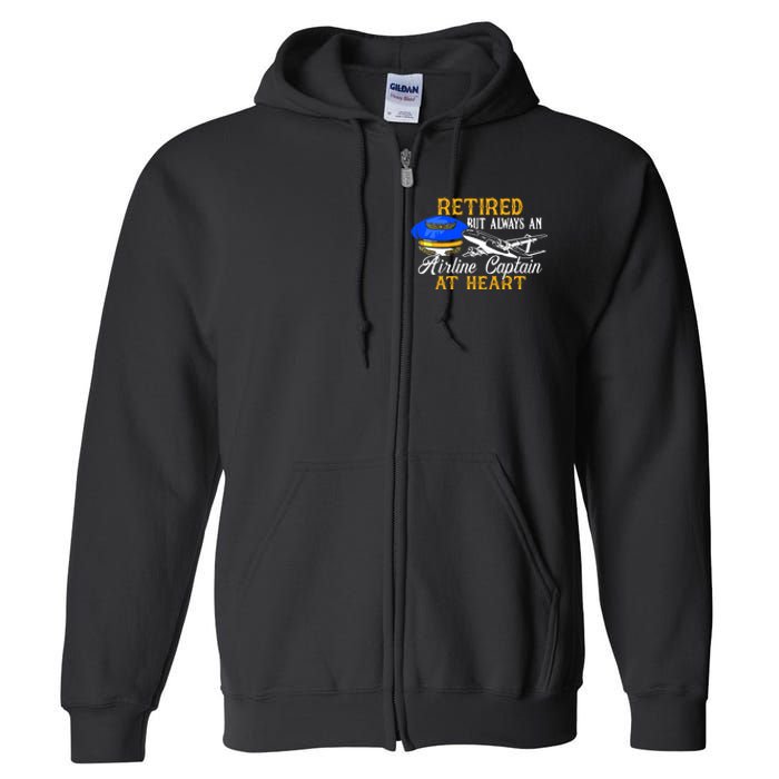 Retired Airline Captain Pilot Retirement Gift Full Zip Hoodie