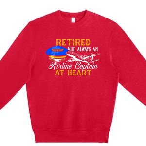 Retired Airline Captain Pilot Retirement Gift Premium Crewneck Sweatshirt