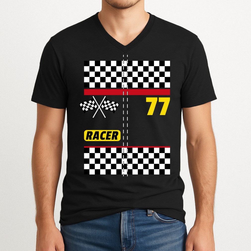 Race Car Driver Costume For Halloween V-Neck T-Shirt