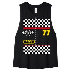 Race Car Driver Costume For Halloween Women's Racerback Cropped Tank