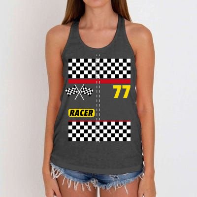 Race Car Driver Costume For Halloween Women's Knotted Racerback Tank