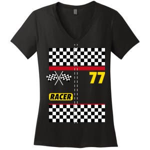 Race Car Driver Costume For Halloween Women's V-Neck T-Shirt