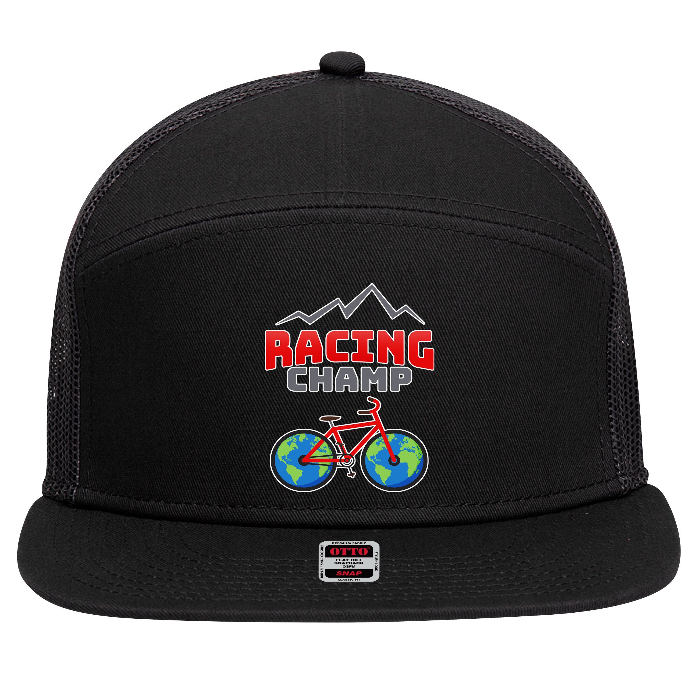 Racing Champ Bicycle Bikers 7 Panel Mesh Trucker Snapback Hat