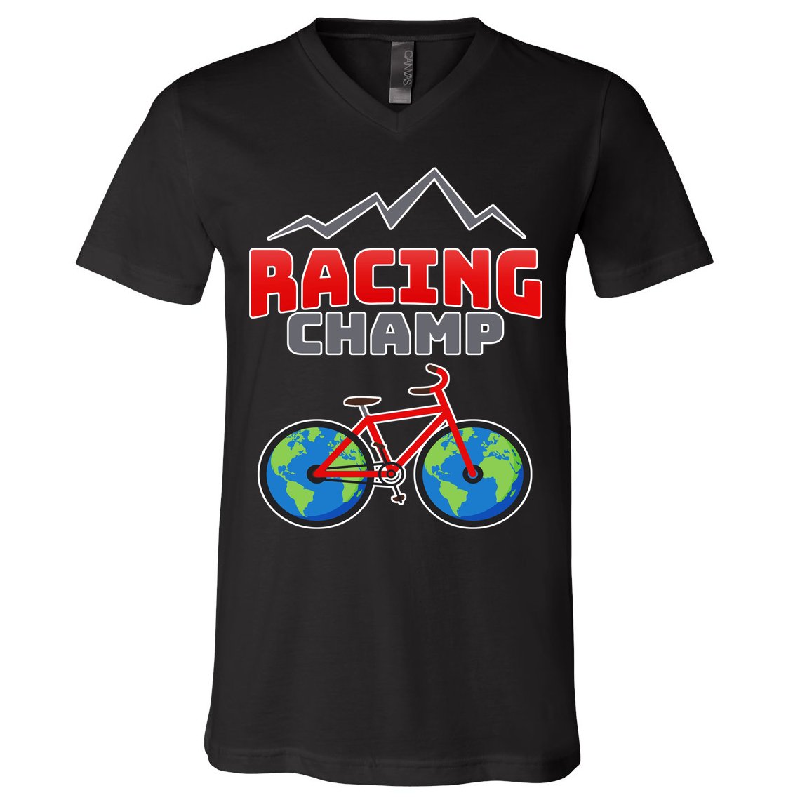Racing Champ Bicycle Bikers V-Neck T-Shirt
