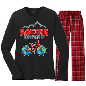 Racing Champ Bicycle Bikers Women's Long Sleeve Flannel Pajama Set 