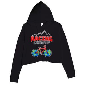 Racing Champ Bicycle Bikers Crop Fleece Hoodie