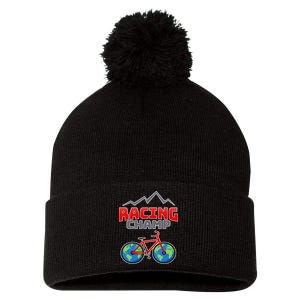 Racing Champ Bicycle Bikers Pom Pom 12in Knit Beanie