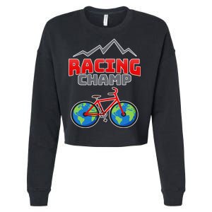 Racing Champ Bicycle Bikers Cropped Pullover Crew