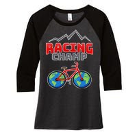 Racing Champ Bicycle Bikers Women's Tri-Blend 3/4-Sleeve Raglan Shirt