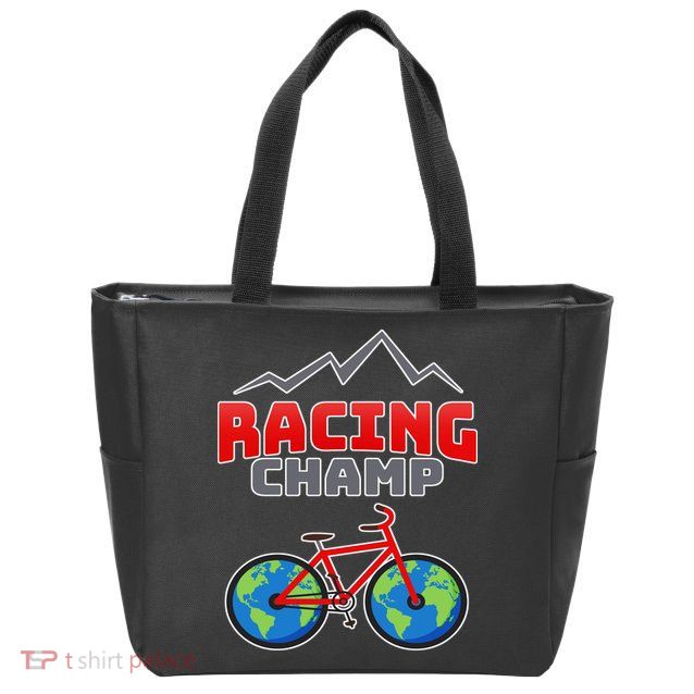 Racing Champ Bicycle Bikers Zip Tote Bag