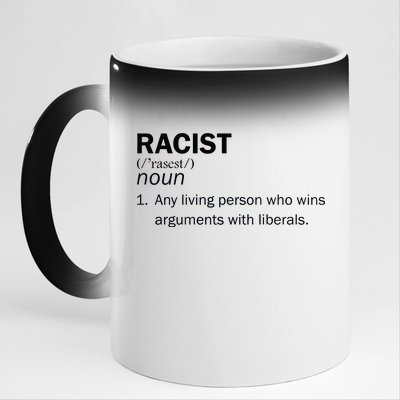 Racist Liberals Definition  11oz Black Color Changing Mug