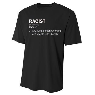 Racist Liberals Definition  Performance Sprint T-Shirt