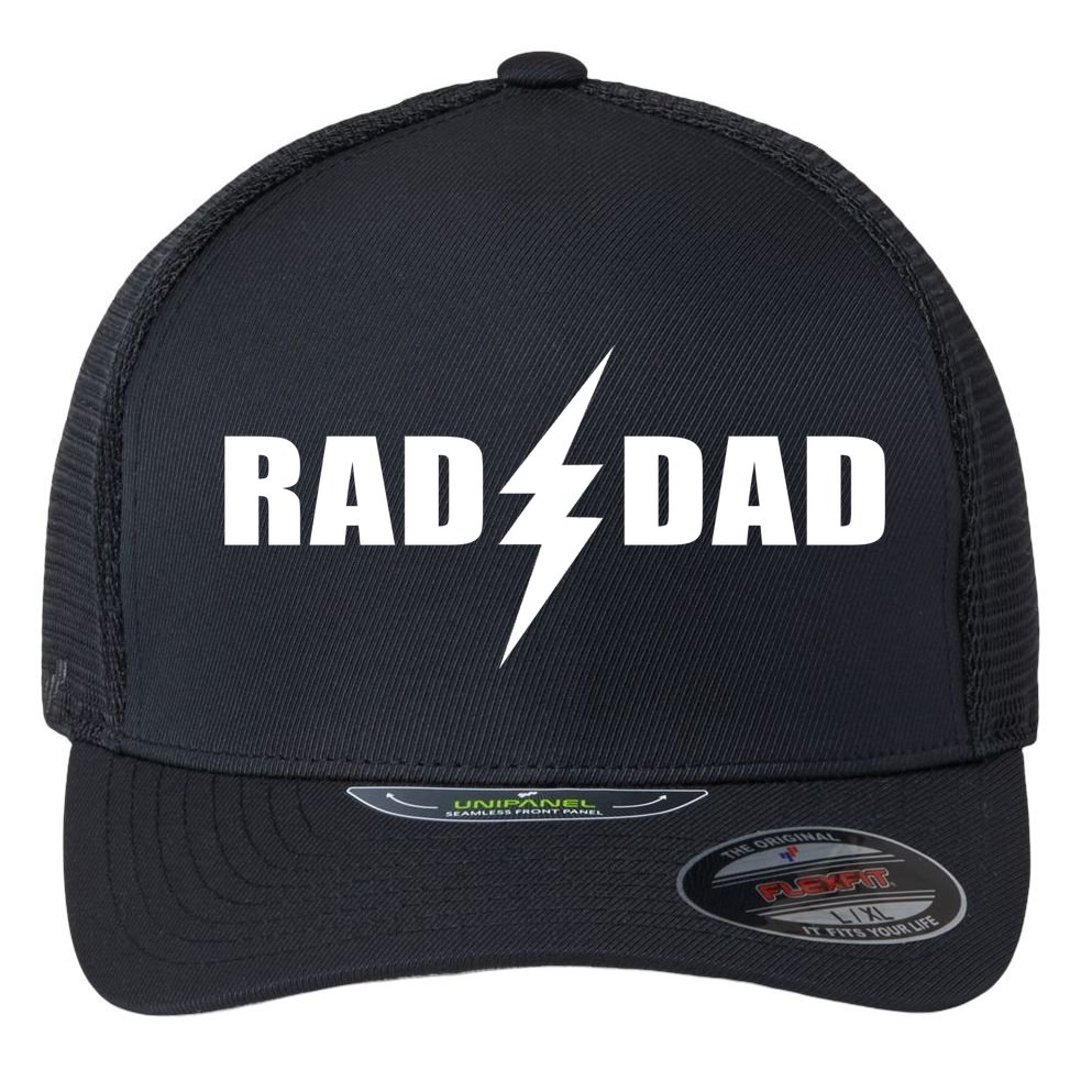 Rad Dad Lightning Logo Flexfit Unipanel Trucker Cap