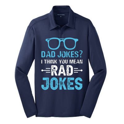 Rad Jokes Funny Dad Joke Silk Touch Performance Long Sleeve Polo