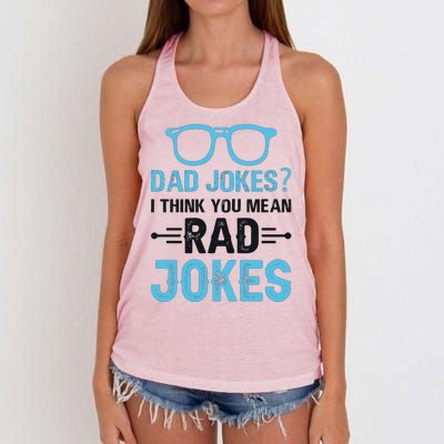 Rad Jokes Funny Dad Joke Women's Knotted Racerback Tank