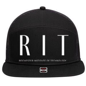 RIT Art Deco Style College 7 Panel Mesh Trucker Snapback Hat