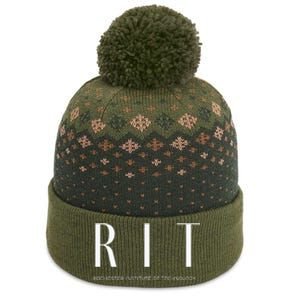 RIT Art Deco Style College The Baniff Cuffed Pom Beanie