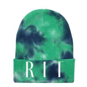 RIT Art Deco Style College Tie Dye 12in Knit Beanie