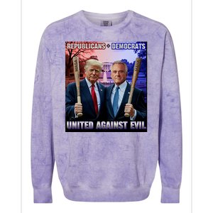 Republicans And Democrats United Against Evil Donald Trump Robert F Kennedy Colorblast Crewneck Sweatshirt