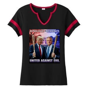 Republicans And Democrats United Against Evil Donald Trump Robert F Kennedy Ladies Halftime Notch Neck Tee