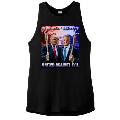 Republicans And Democrats United Against Evil Donald Trump Robert F Kennedy Ladies PosiCharge Tri-Blend Wicking Tank