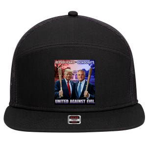 Republicans And Democrats United Against Evil Donald Trump Robert F Kennedy 7 Panel Mesh Trucker Snapback Hat