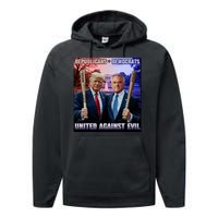 Republicans And Democrats United Against Evil Donald Trump Robert F Kennedy Performance Fleece Hoodie