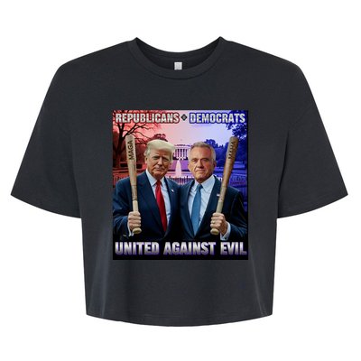 Republicans And Democrats United Against Evil Donald Trump Robert F Kennedy Bella+Canvas Jersey Crop Tee