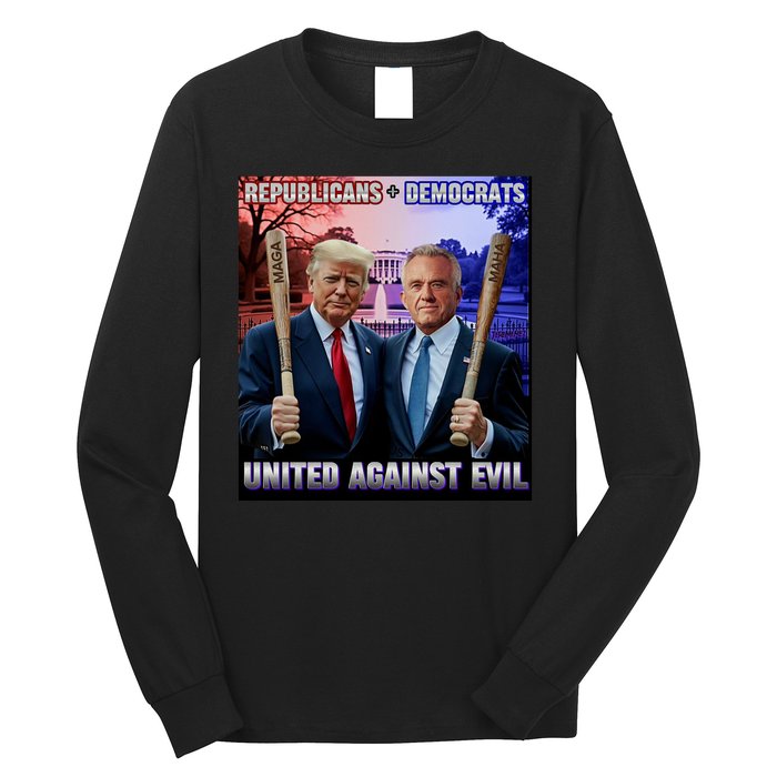 Republicans And Democrats United Against Evil Donald Trump Robert F Kennedy Long Sleeve Shirt