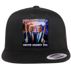 Republicans And Democrats United Against Evil Donald Trump Robert F Kennedy Flat Bill Trucker Hat