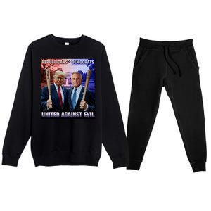 Republicans And Democrats United Against Evil Donald Trump Robert F Kennedy Premium Crewneck Sweatsuit Set