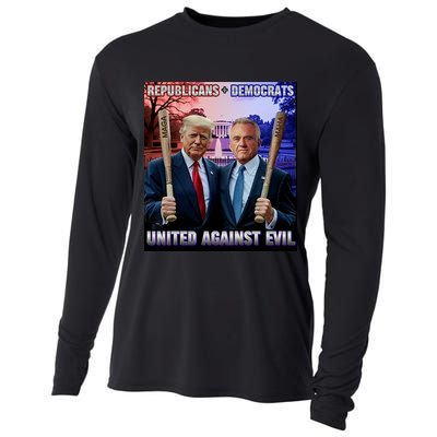 Republicans And Democrats United Against Evil Donald Trump Robert F Kennedy Cooling Performance Long Sleeve Crew