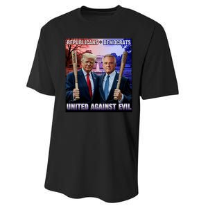 Republicans And Democrats United Against Evil Donald Trump Robert F Kennedy Performance Sprint T-Shirt