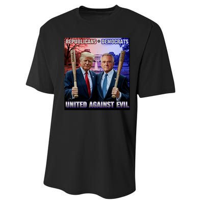 Republicans And Democrats United Against Evil Donald Trump Robert F Kennedy Performance Sprint T-Shirt