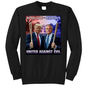 Republicans And Democrats United Against Evil Donald Trump Robert F Kennedy Tall Sweatshirt