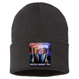 Republicans And Democrats United Against Evil Donald Trump Robert F Kennedy Sustainable Knit Beanie