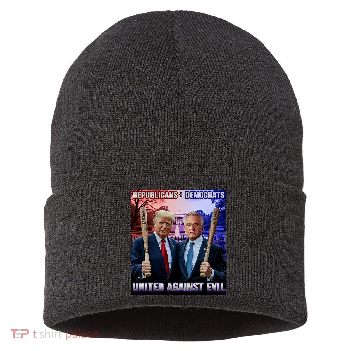 Republicans And Democrats United Against Evil Donald Trump Robert F Kennedy Sustainable Knit Beanie