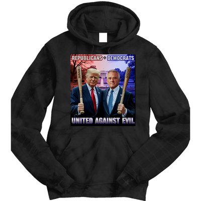 Republicans And Democrats United Against Evil Donald Trump Robert F Kennedy Tie Dye Hoodie