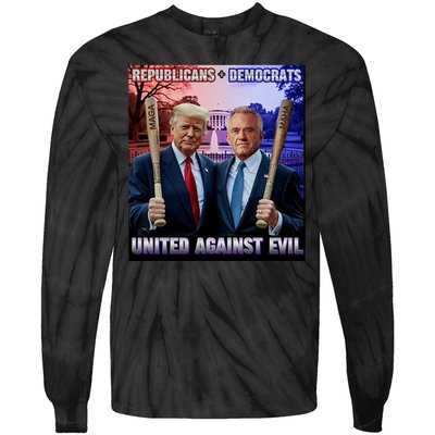 Republicans And Democrats United Against Evil Donald Trump Robert F Kennedy Tie-Dye Long Sleeve Shirt