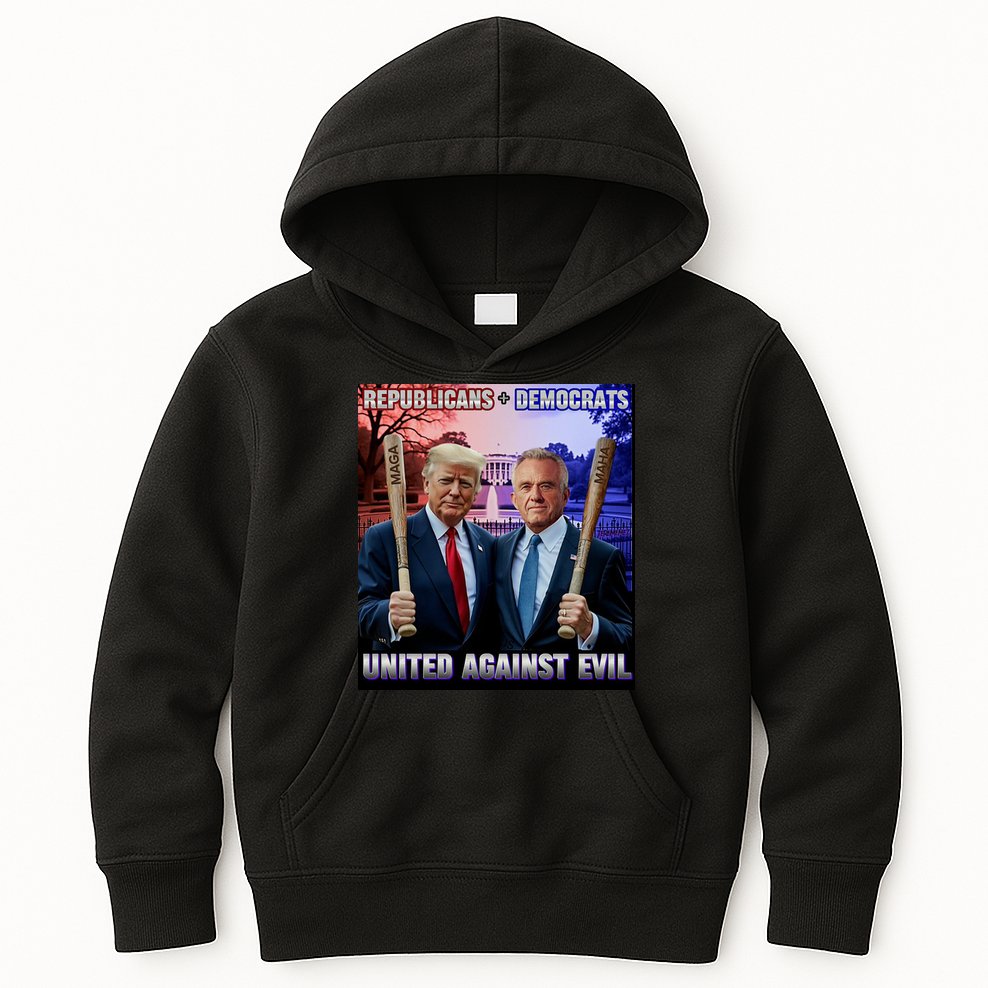 Republicans And Democrats United Against Evil Donald Trump Robert F Kennedy Kids Hoodie