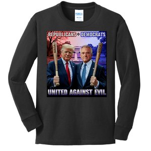 Republicans And Democrats United Against Evil Donald Trump Robert F Kennedy Kids Long Sleeve Shirt