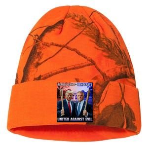 Republicans And Democrats United Against Evil Donald Trump Robert F Kennedy Kati Licensed 12" Camo Beanie