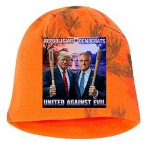 Republicans And Democrats United Against Evil Donald Trump Robert F Kennedy Kati - Camo Knit Beanie