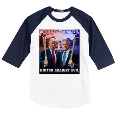 Republicans And Democrats United Against Evil Donald Trump Robert F Kennedy Baseball Sleeve Shirt