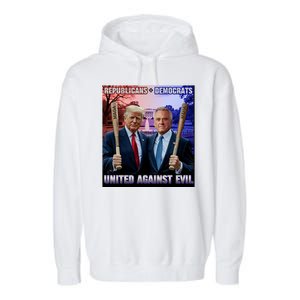 Republicans And Democrats United Against Evil Donald Trump Robert F Kennedy Garment-Dyed Fleece Hoodie