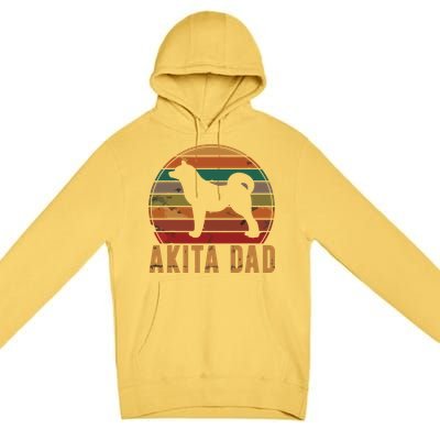 Retro Akita Dad Gift Akita Daddy Dog Owner Pet Father Premium Pullover Hoodie